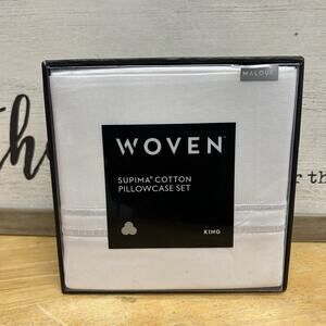 Malouf Woven Supima Premium Cotton Set Of 2 King Size Pillow Cases NEW